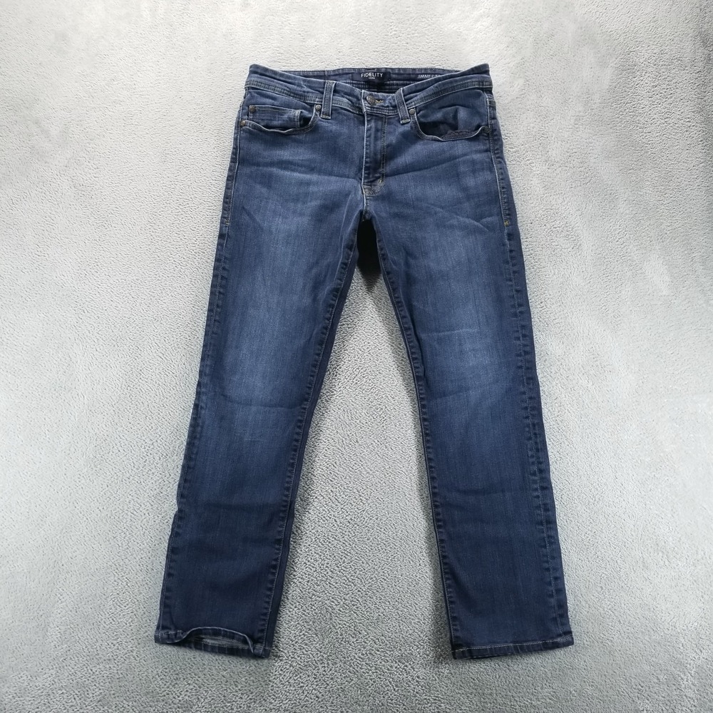 Fidelity Jeans Mens 34x28 Blue Jimmy Slim Straight‎ Faded Dark Wash Stretch